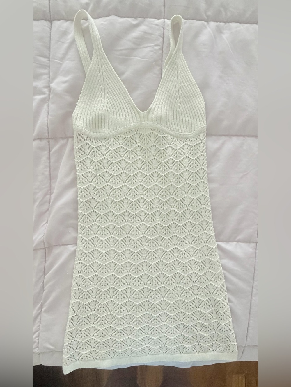 Jessica Simpson Cream Knit Lace-Pattern Top/ Swimwear Coverup